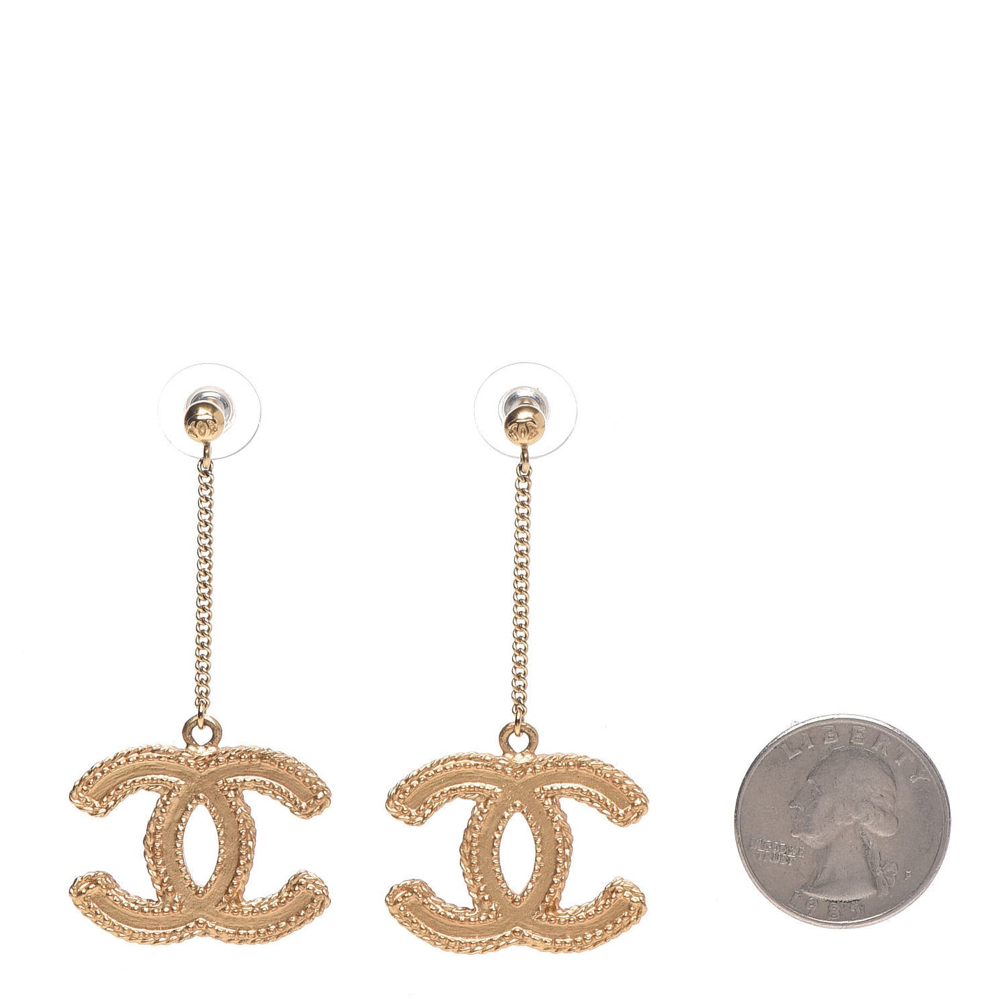 CC Drop Earrings Matte Gold
