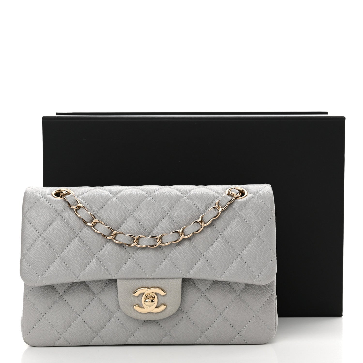 Chanel Caviar Quilted Small Double Flap Grey 14 of 14