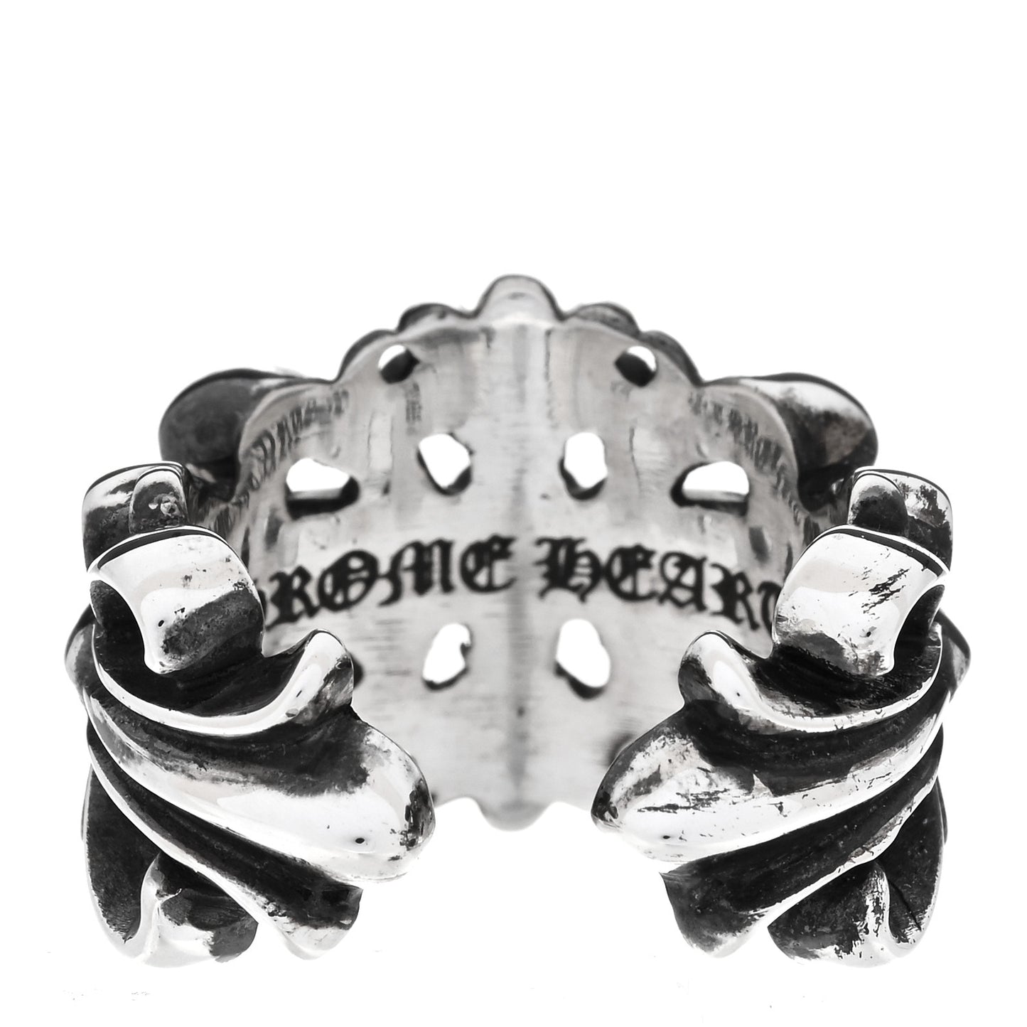 Sterling Silver Double Floral Cross Ring 56 7.75