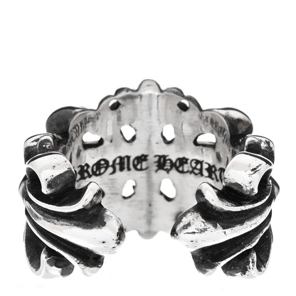 Chrome Hearts Sterling Silver Double Floral Cross Ring 56 7.75 3 of 6