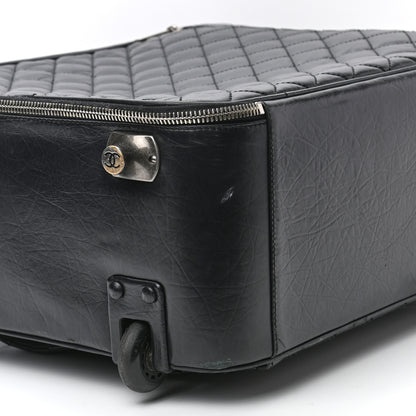 Chanel Aged Calfskin Quilted Trolley Rolling Luggage Black 8 of 13