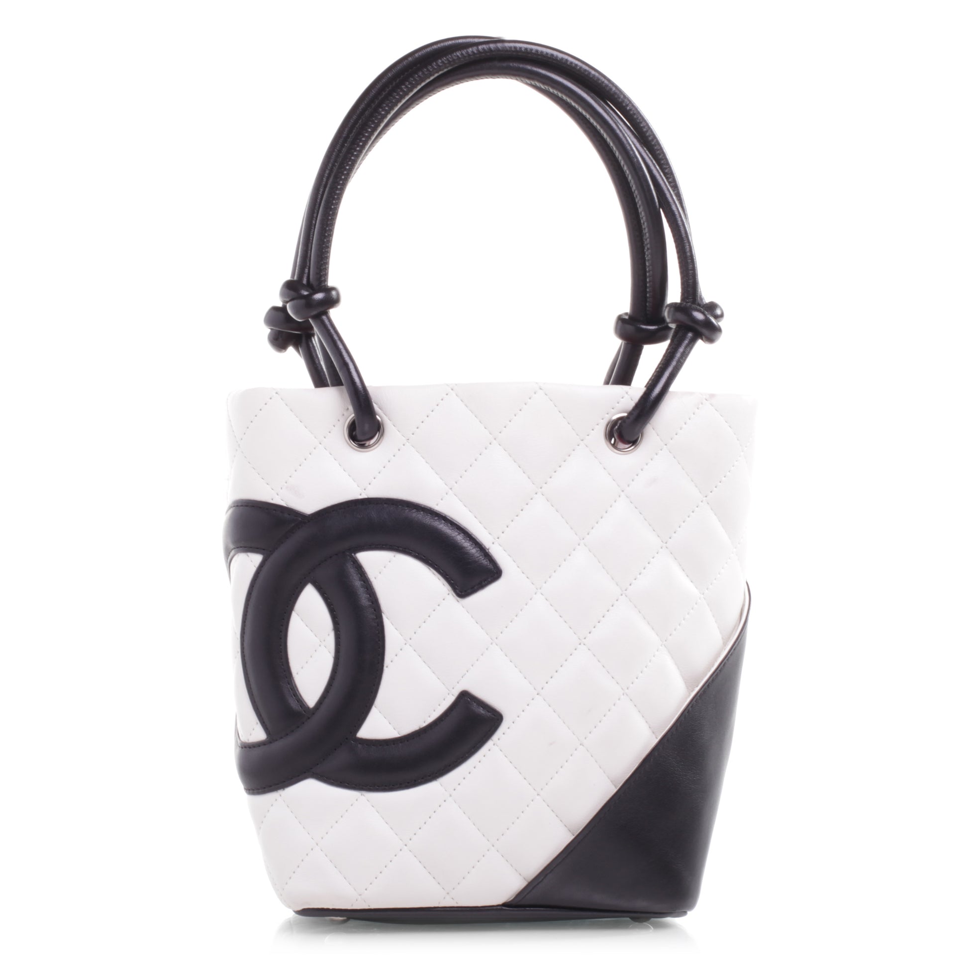 Chanel Calfskin Quilted Small Cambon Tote White Black 1 of 8
