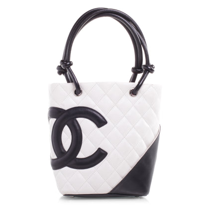 Chanel Calfskin Quilted Small Cambon Tote White Black 1 of 8