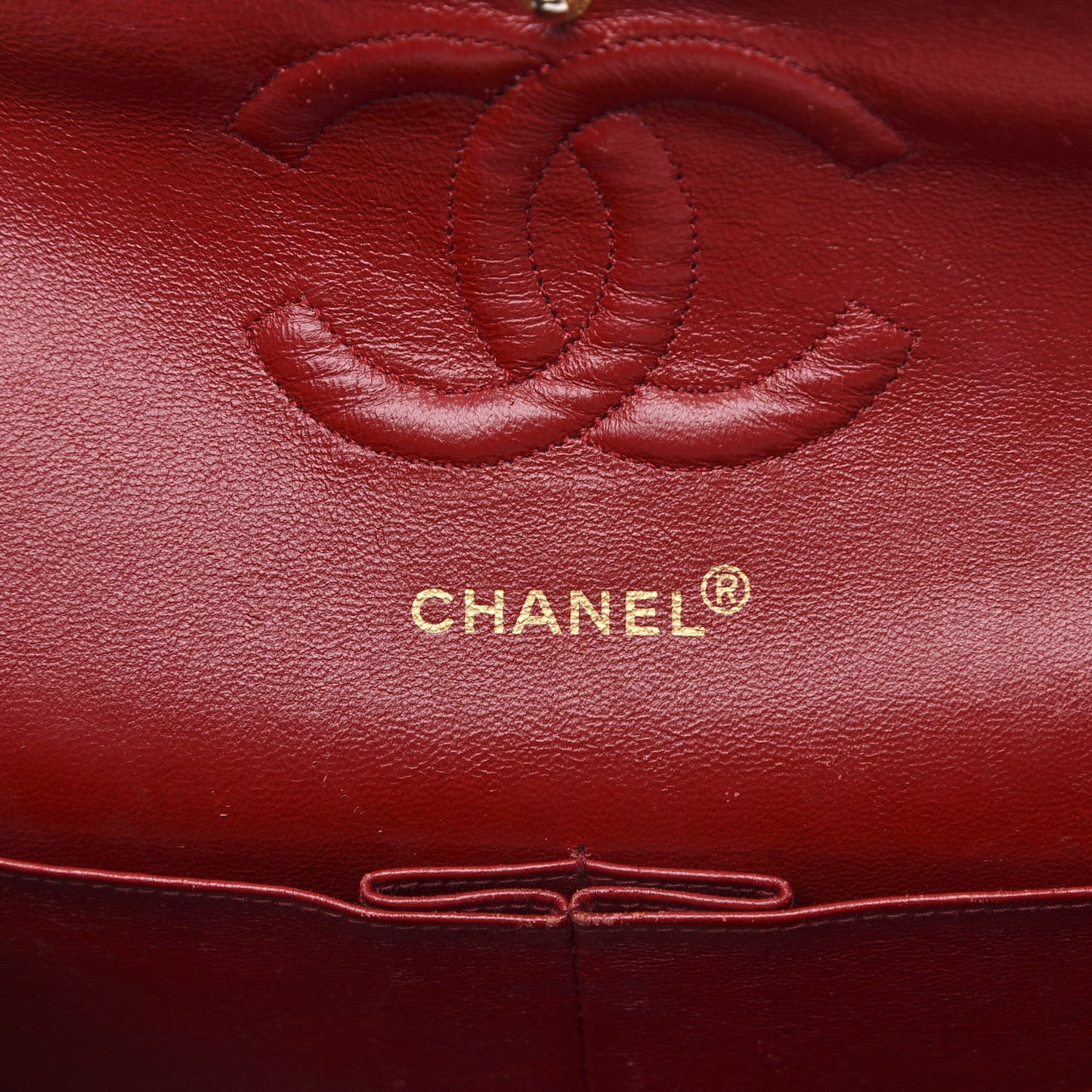 Lambskin Quilted Medium Double Flap Red