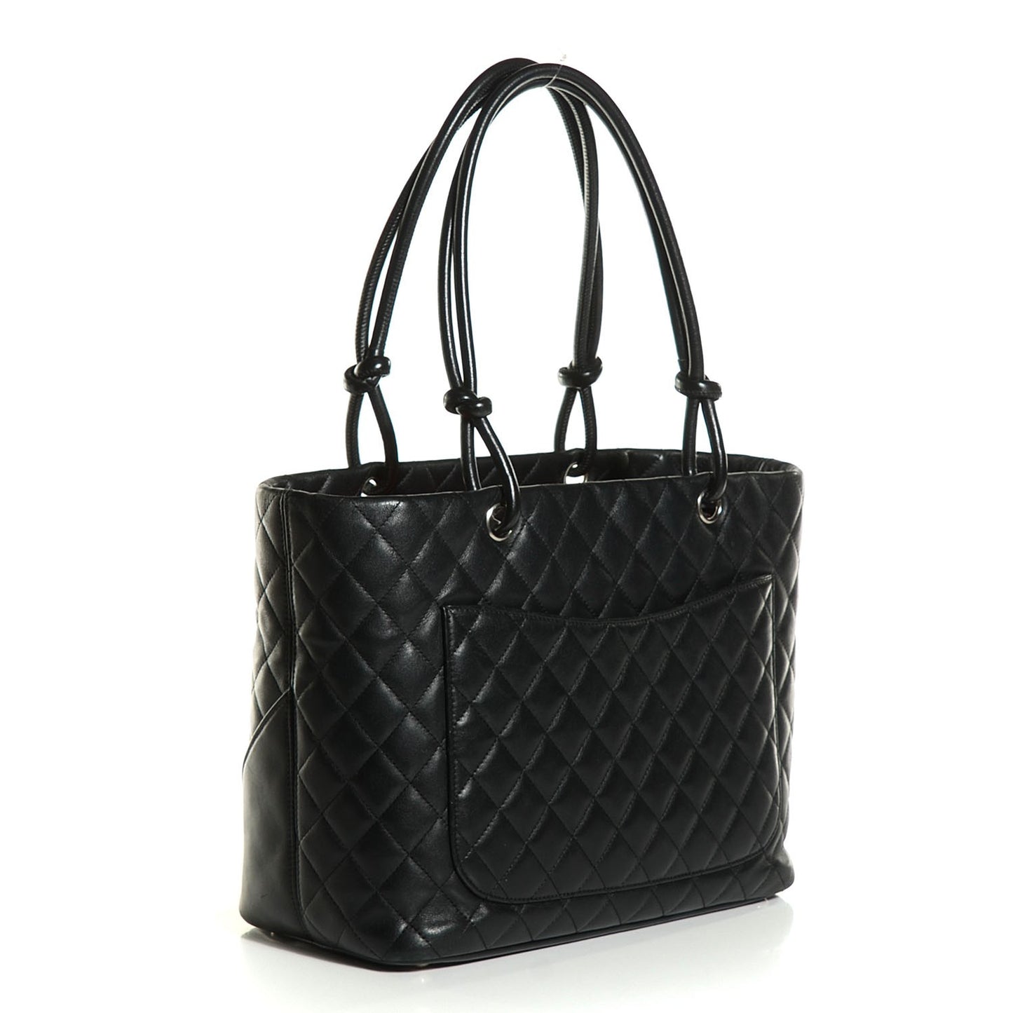 Calfskin Quilted Large Cambon Tote Black