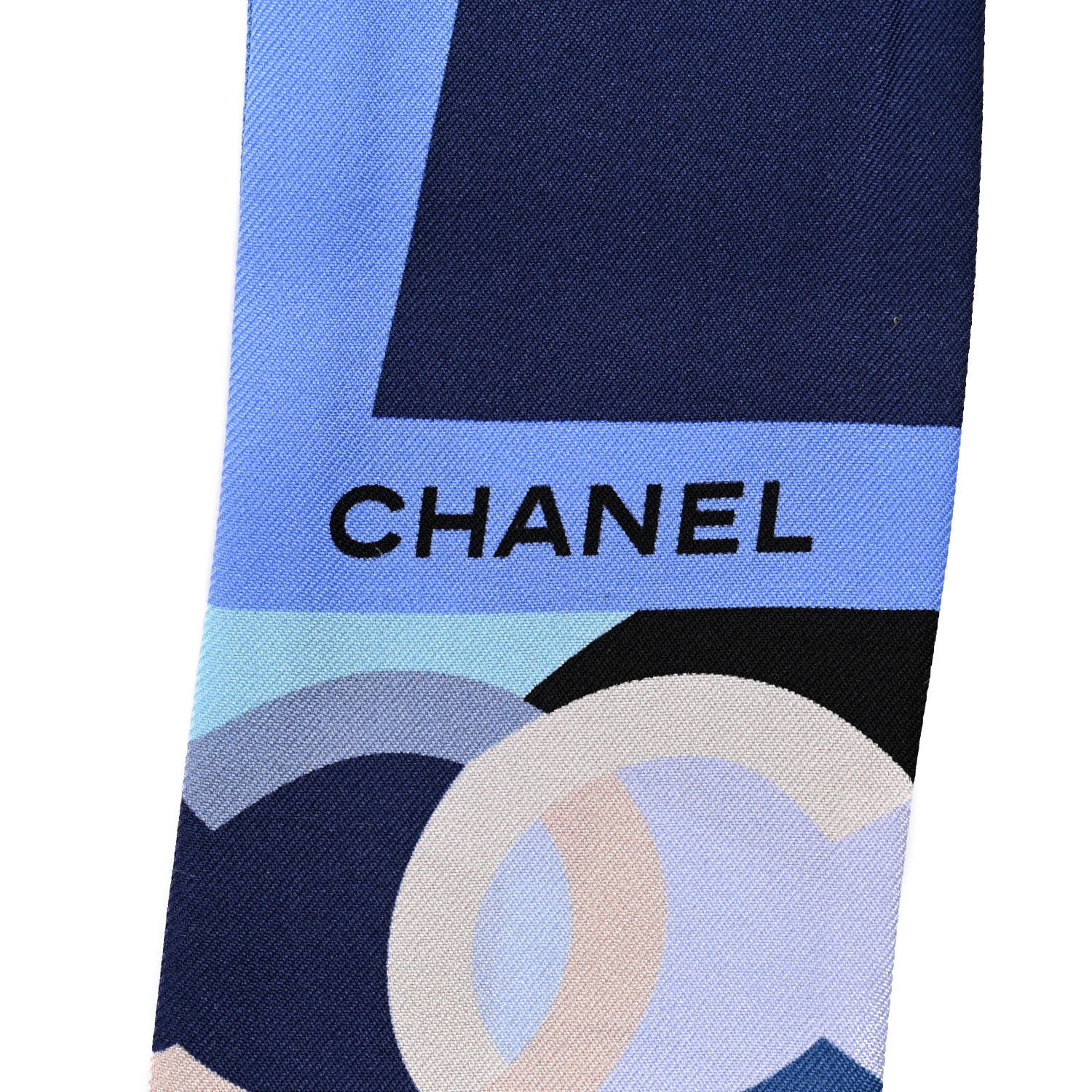 Chanel Silk CC Slim Bandeau Scarf Blue Multicolor 3 of 3