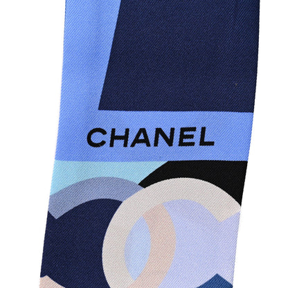 Chanel Silk CC Slim Bandeau Scarf Blue Multicolor 3 of 3