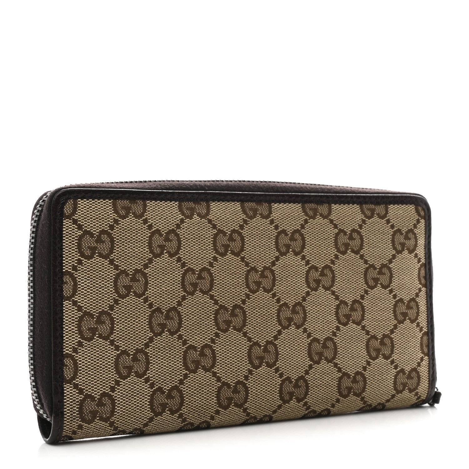 Gucci Monogram Metal Bar Zip Around Wallet Dark Brown 3 of 9