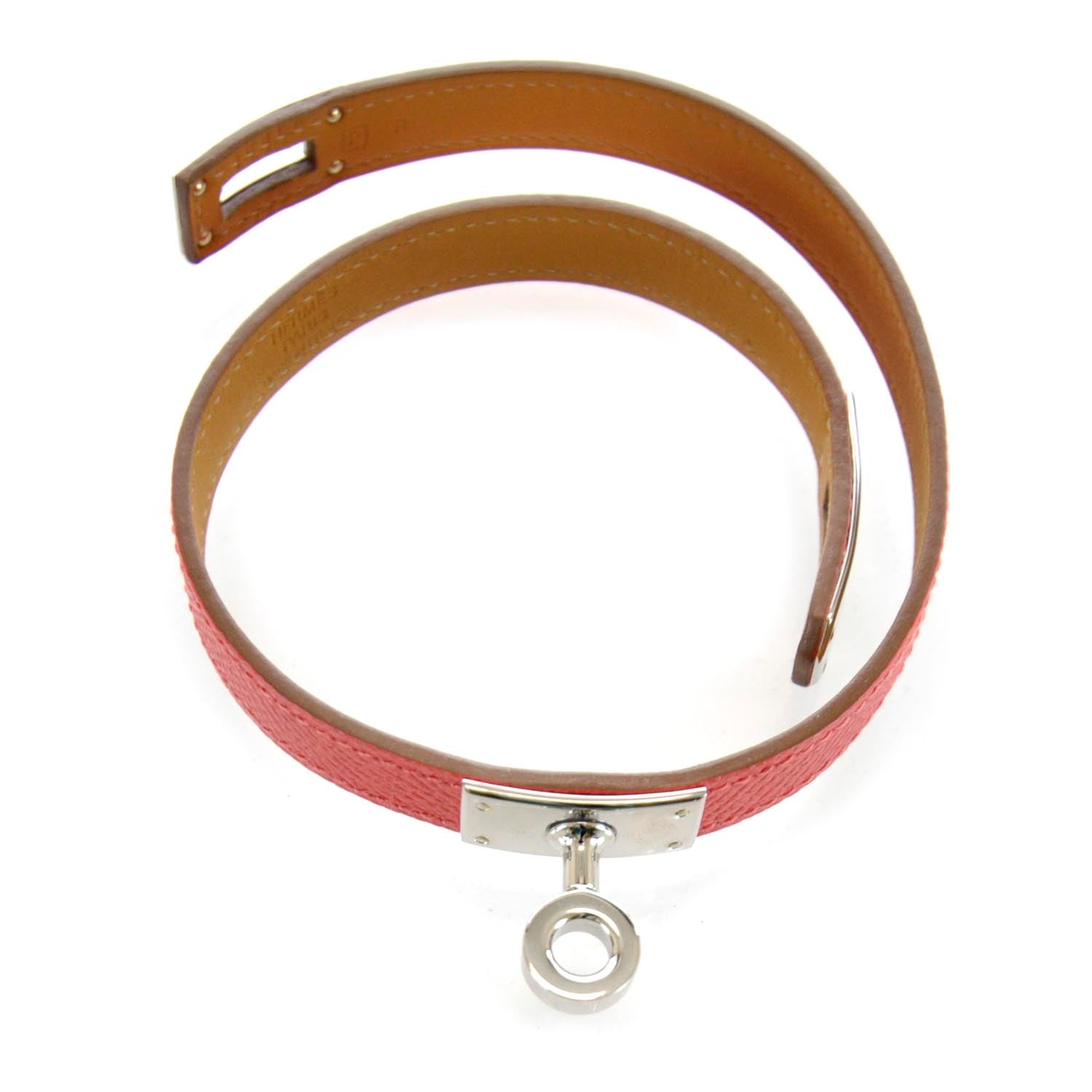 Hermes Epsom Kelly Double Tour Bracelet Rose Jaipur 1 of 8