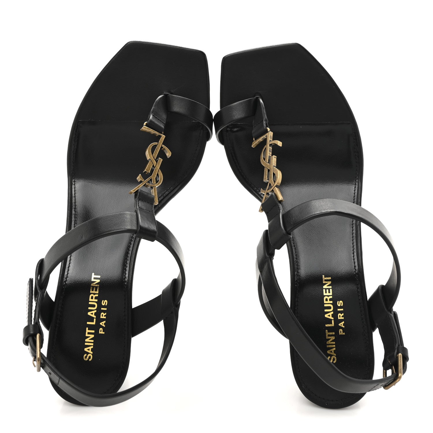 Saint Laurent Calfskin Fake Cocco Cassandra 75 Sandals 38.5 Black 2 of 10