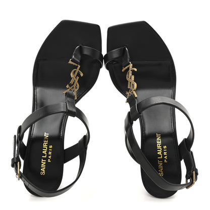 Saint Laurent Calfskin Fake Cocco Cassandra 75 Sandals 38.5 Black 2 of 10