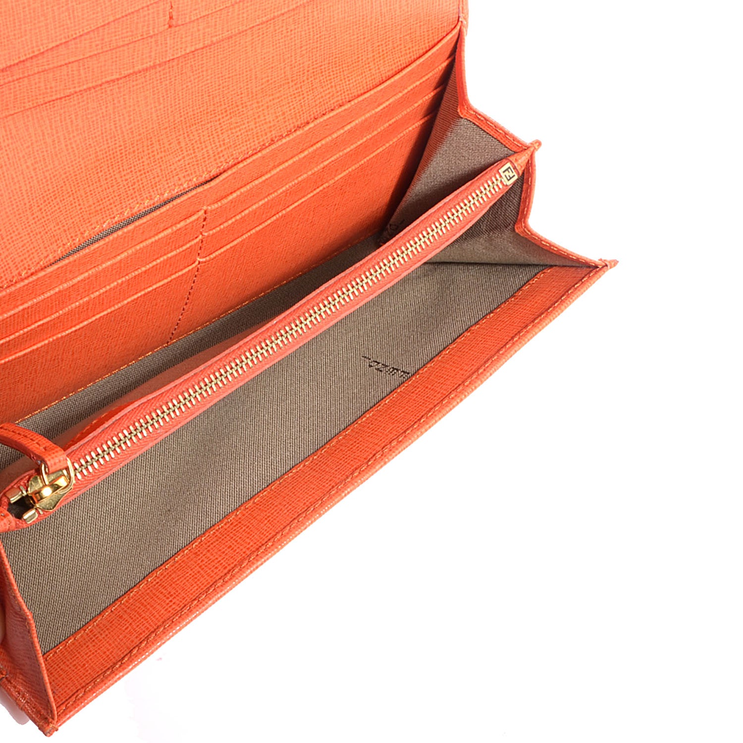 Fendi Vitello Elite Continental Wallet Arancio 5 of 7