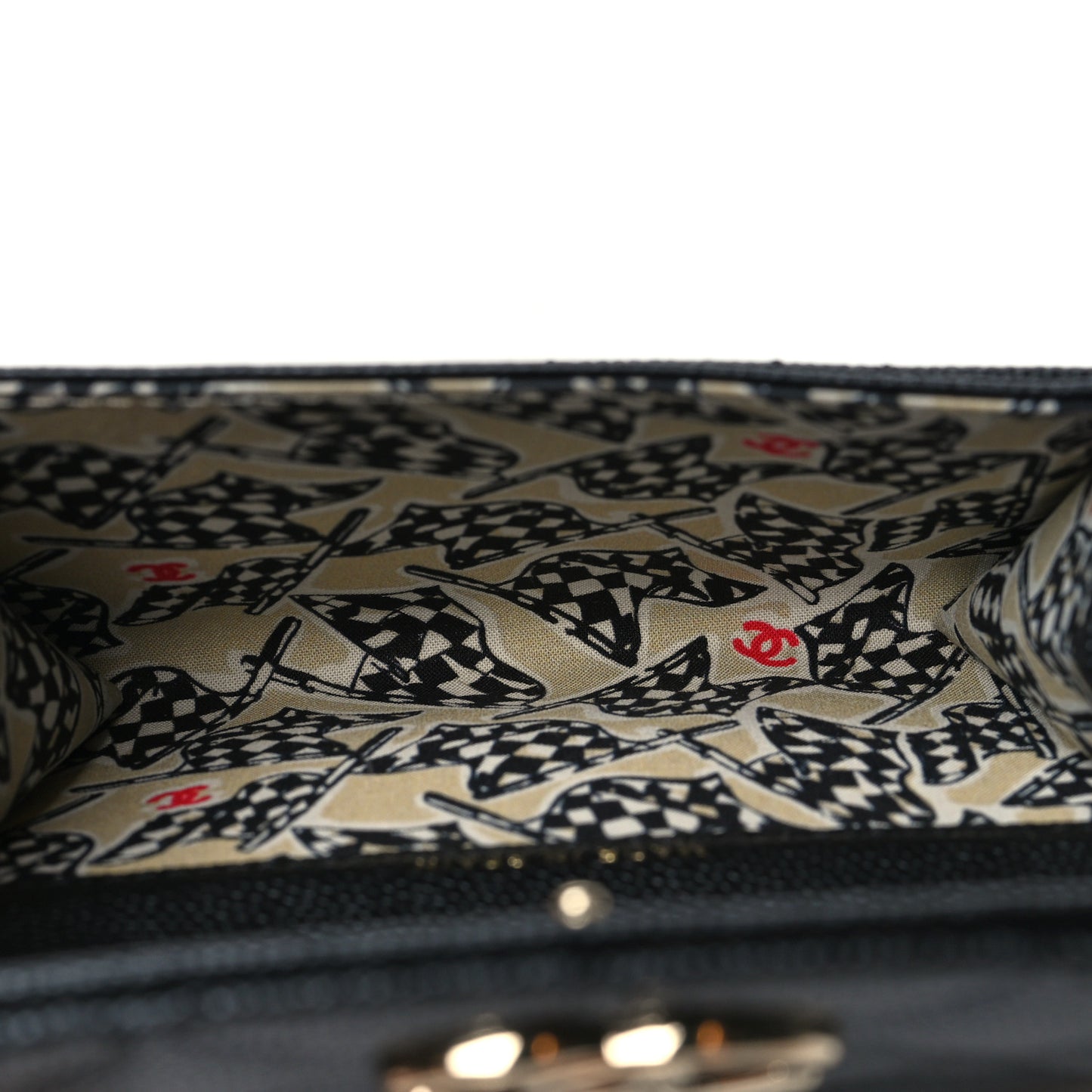 Caviar Quilted CC Racing Flag Flap Card Holder Black