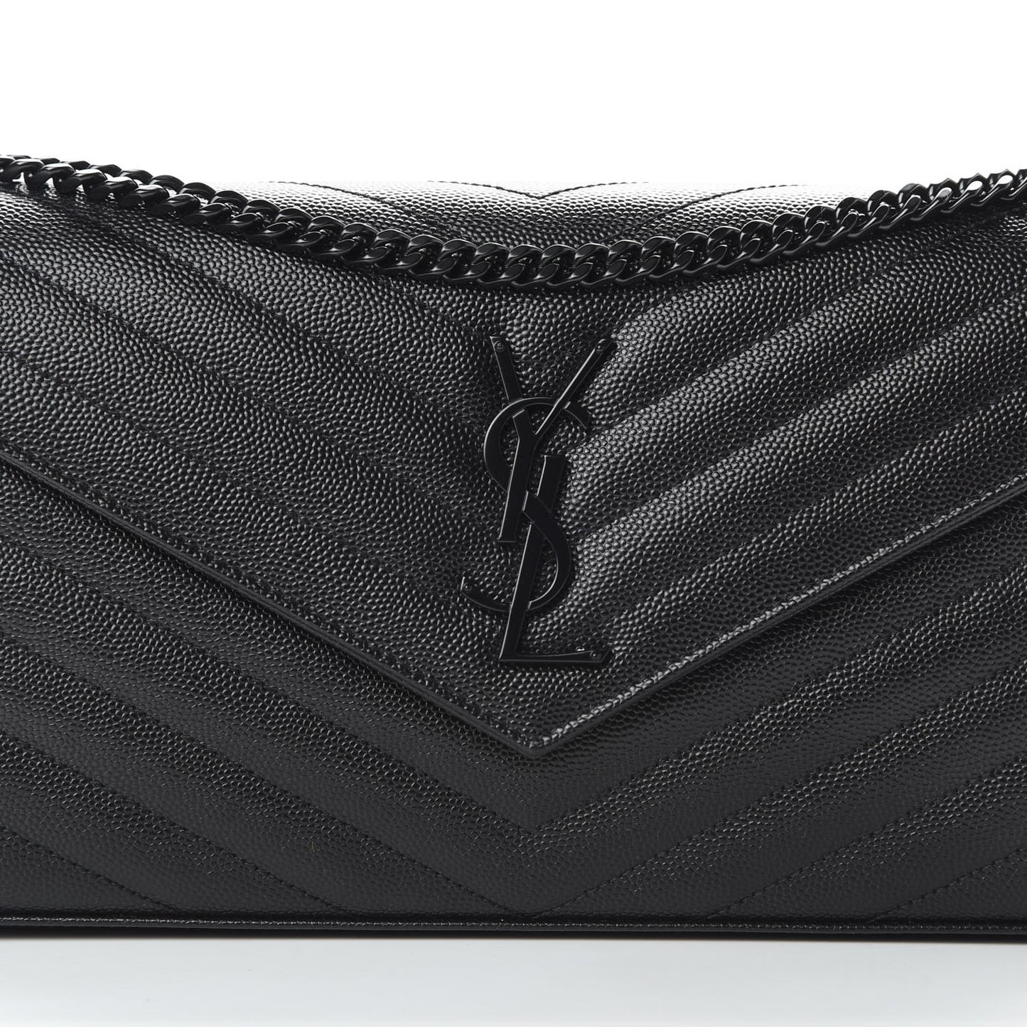 Grain De Poudre Matelasse Chevron Monogram Chain Wallet Black