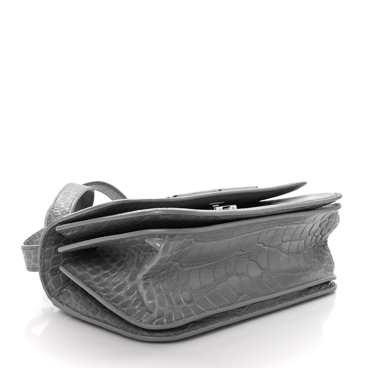 Balenciaga Extra Supple Calfskin Crocodile Embossed Small Gossip Bag Grey 4 of 12