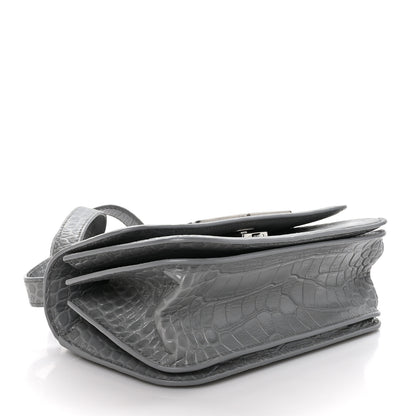 Balenciaga Extra Supple Calfskin Crocodile Embossed Small Gossip Bag Grey 4 of 12