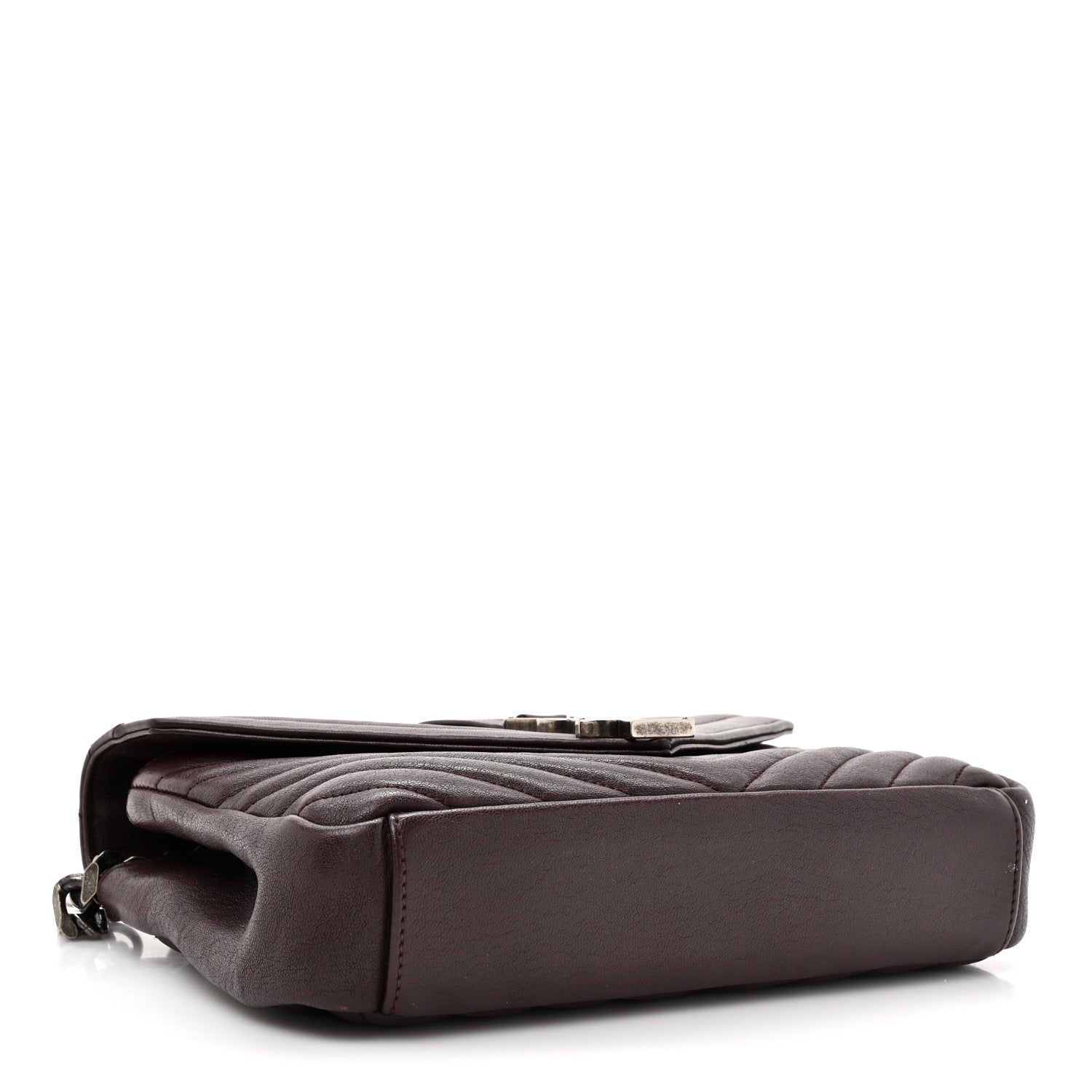 Saint Laurent Sheepskin Matelasse Chevron Monogram Medium College Bag Amaranto 4 of 14