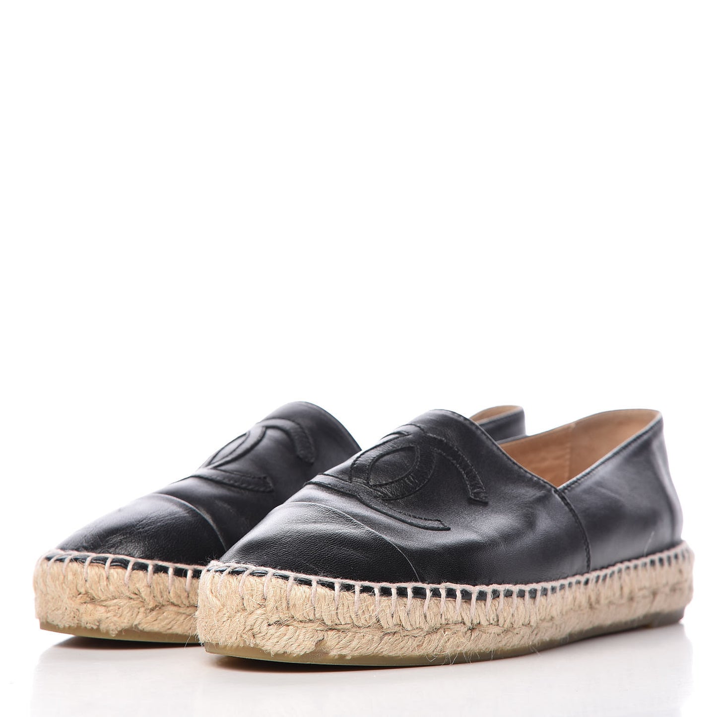 Lambskin Canvas Cap Toe CC Espadrilles 37 Black
