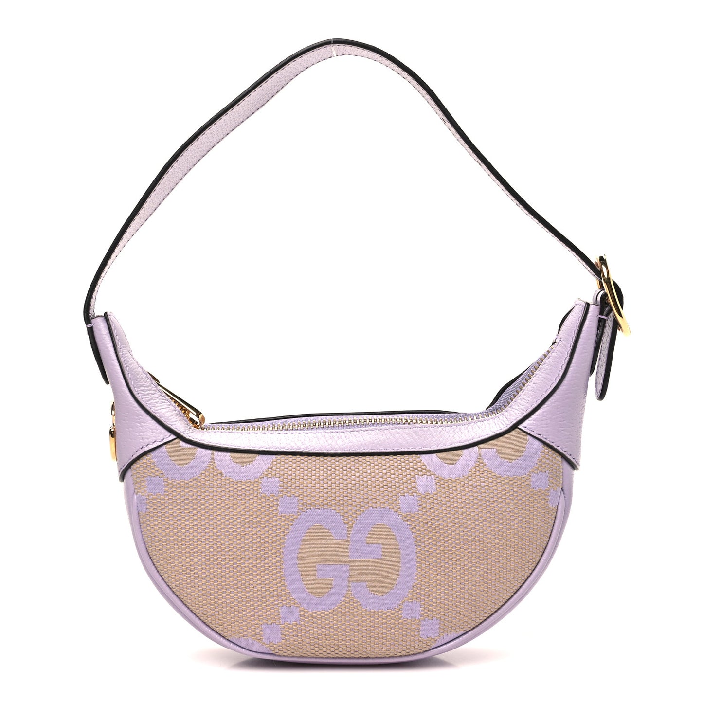 Monogram Jumbo GG Textured Dollar Calfskin Mini Ophidia Half Moon Hobo Beige Lapis