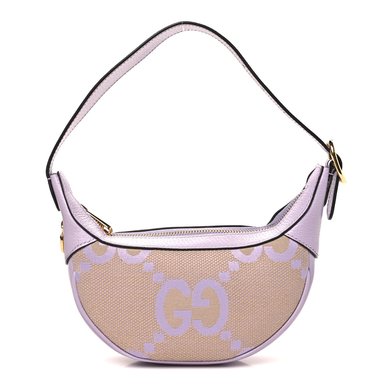 Gucci Monogram Jumbo GG Textured Dollar Calfskin Mini Ophidia Half Moon Hobo Beige Lapis 1 of 10