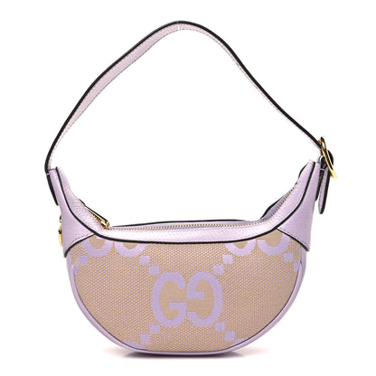 Gucci Monogram Jumbo GG Textured Dollar Calfskin Mini Ophidia Half Moon Hobo Beige Lapis 1 of 10