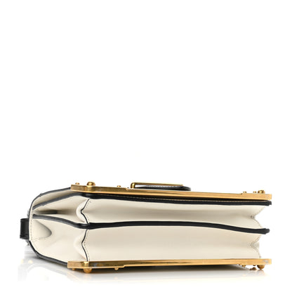 Prada City Calf Saffiano Large Cahier Bag White Black 4 of 9