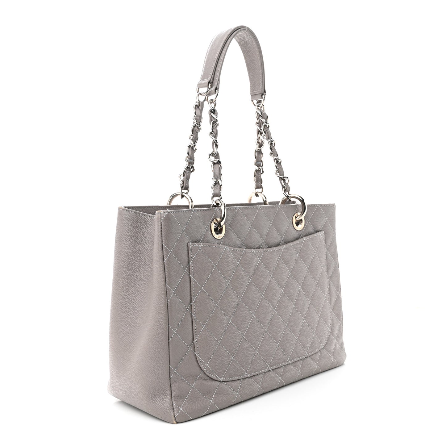 Caviar Quilted Grand Shopping Tote GST Light Grey