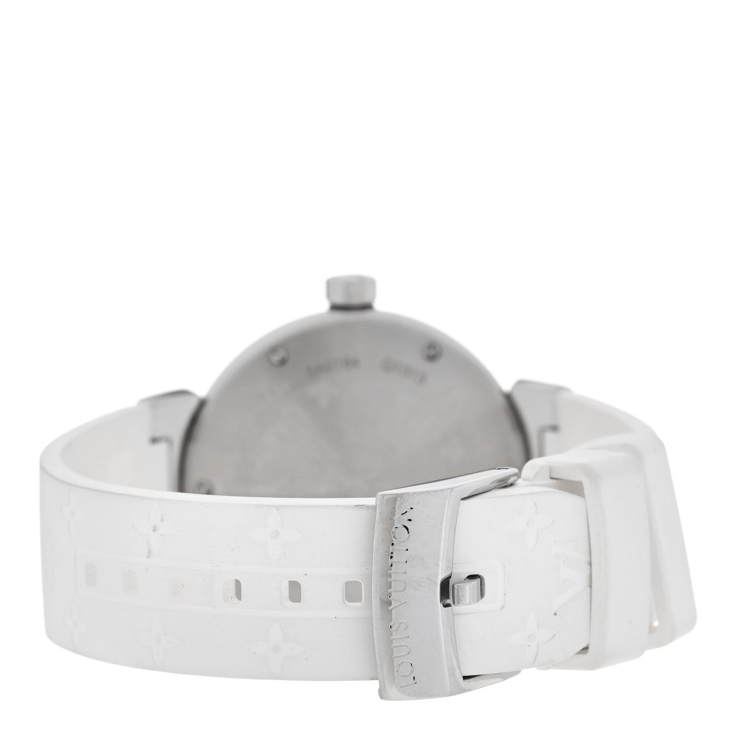 Louis Vuitton Stainless Steel Rubber 34mm Tambour Quartz Watch White 3 of 5