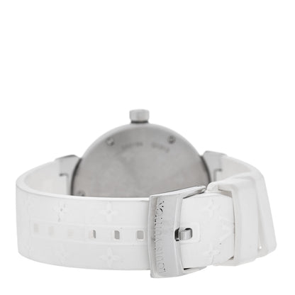Louis Vuitton Stainless Steel Rubber 34mm Tambour Quartz Watch White 3 of 5