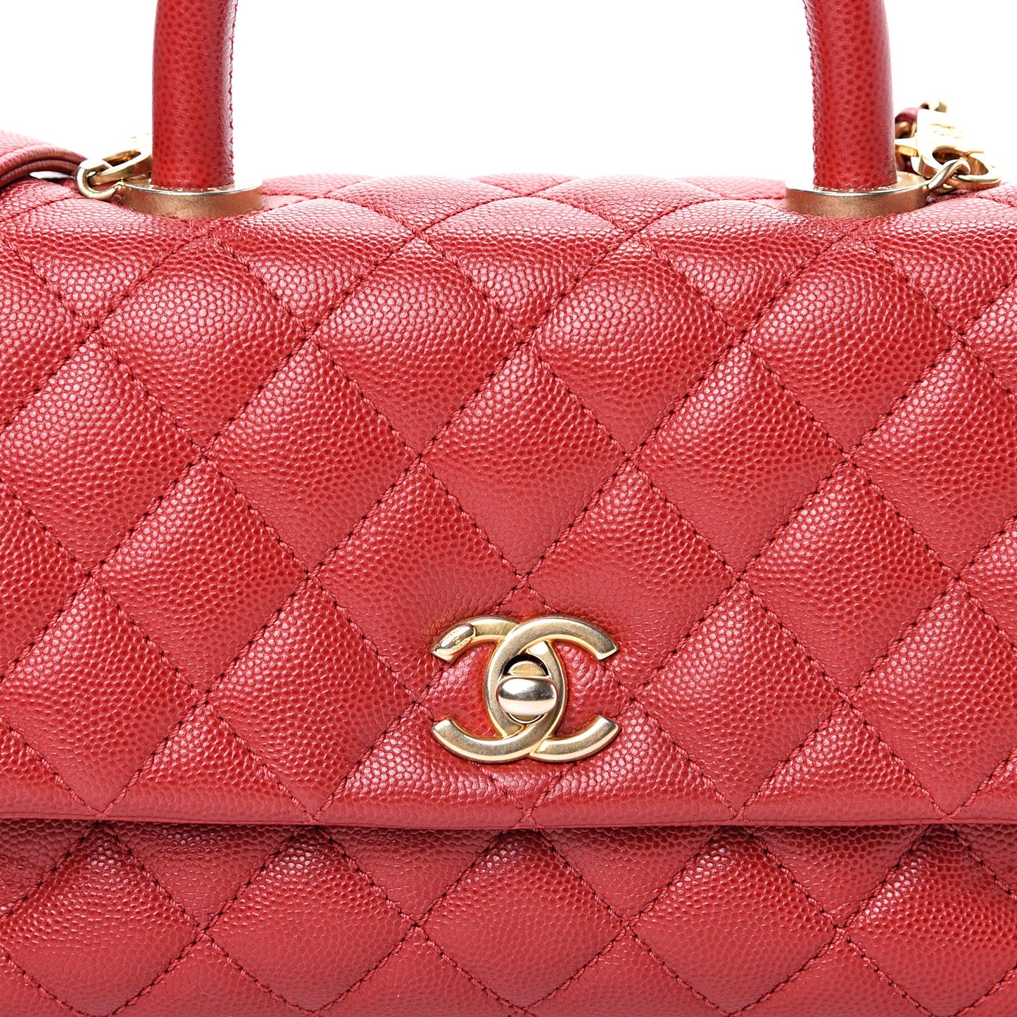 Caviar Quilted Mini Coco Handle Flap Dark Red