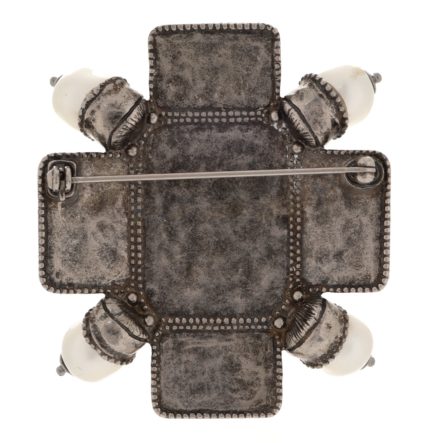Chanel Metal Resin Gripoix Pearl CC Brooch Multicolor 3 of 5