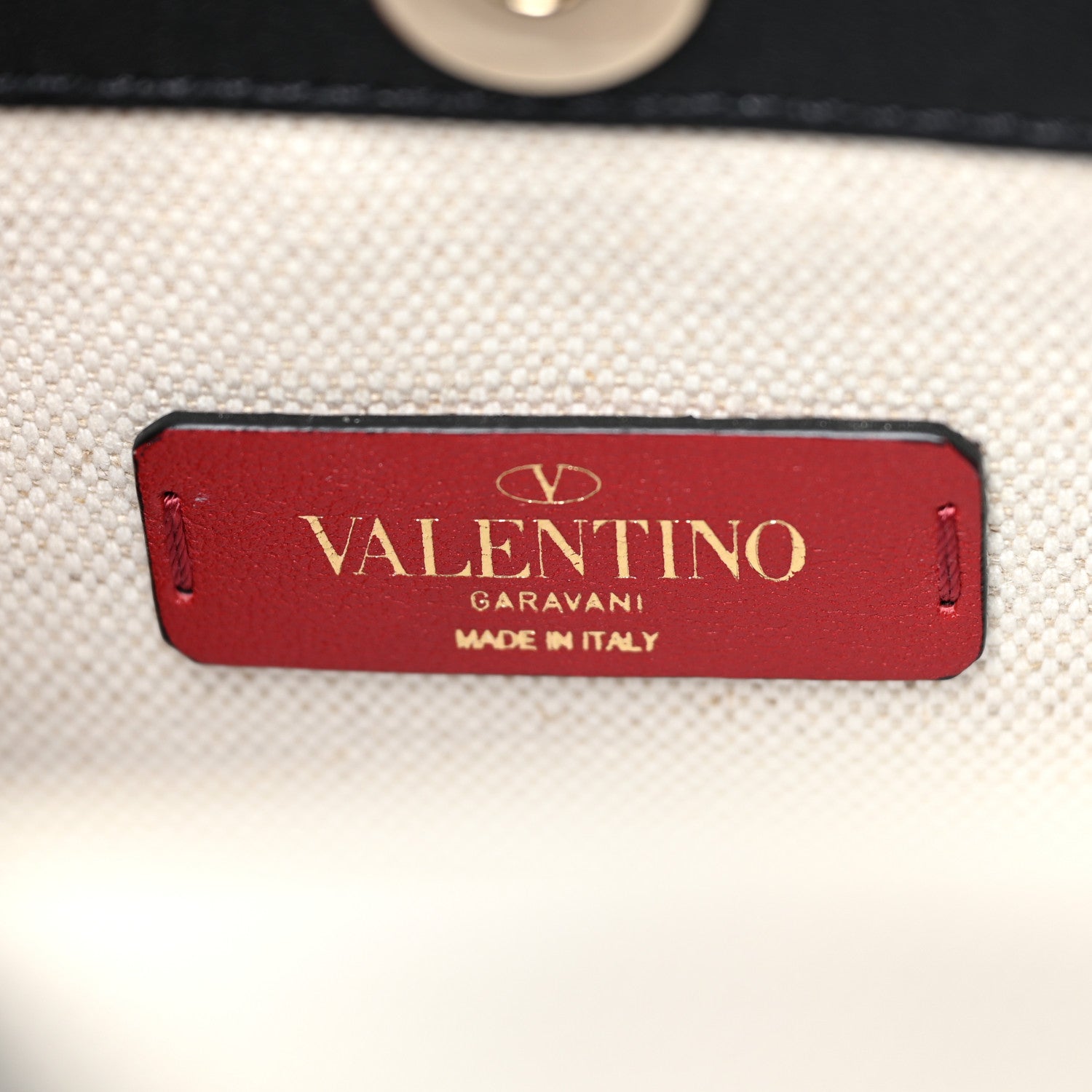 Valentino Garavani Canvas Calfskin VLTN Print Small Rockstud Tote Naturale Black 6 of 14