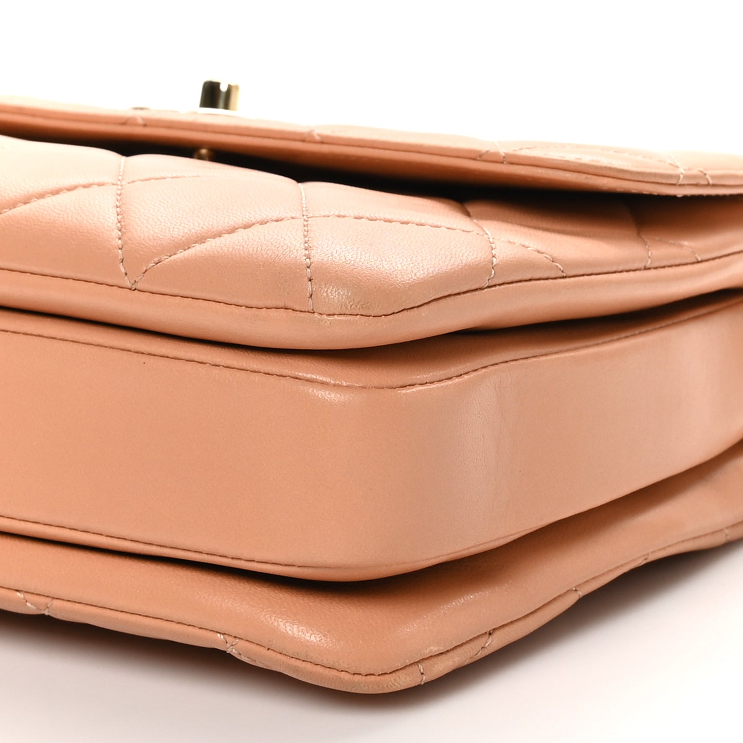 Lambskin Quilted Small Trendy CC Dual Handle Flap Bag Camel