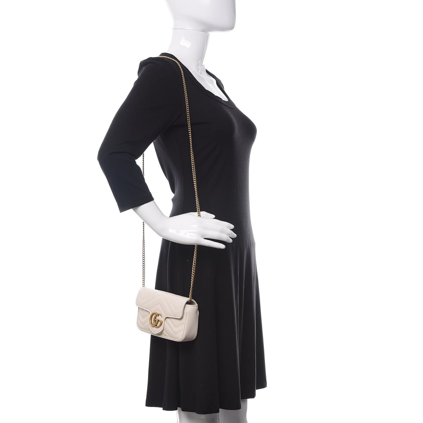 Calfskin Matelasse Super Mini GG Marmont Shoulder Bag White