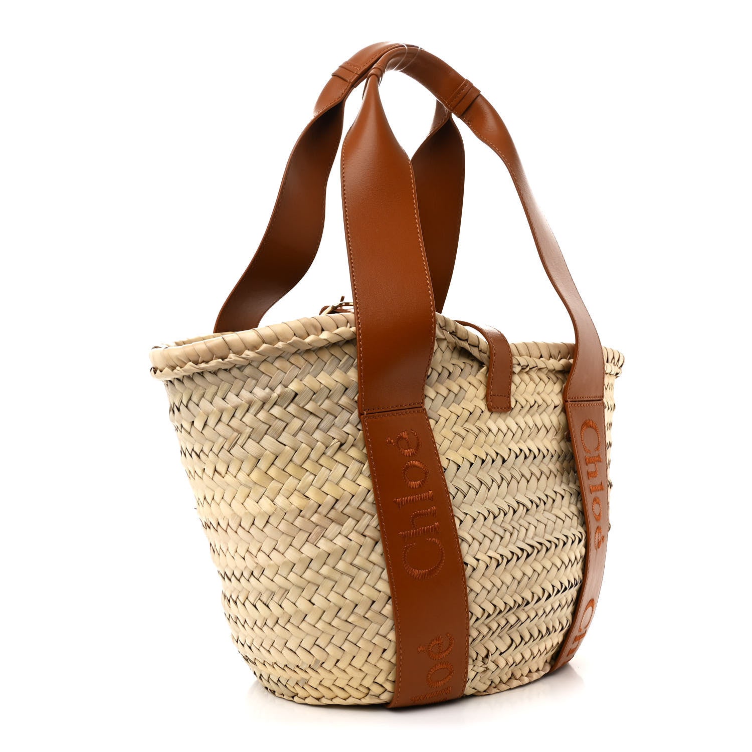 Chloe Raffia Smooth Calfskin Medium Sense Basket Caramel 3 of 14