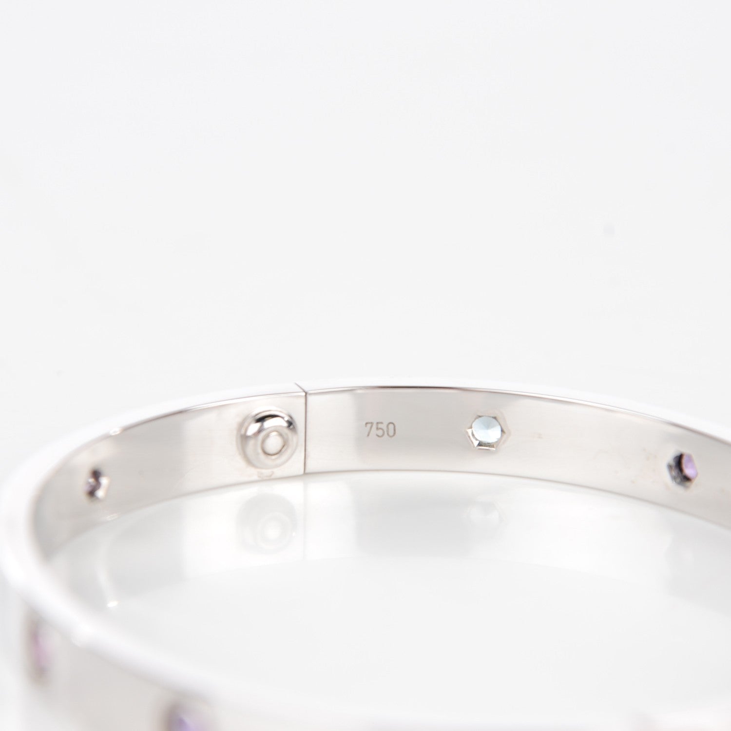 Cartier 18K White Gold Aquamarine Sapphire Spinel Amethyst LOVE Bracelet 18 4 of 5