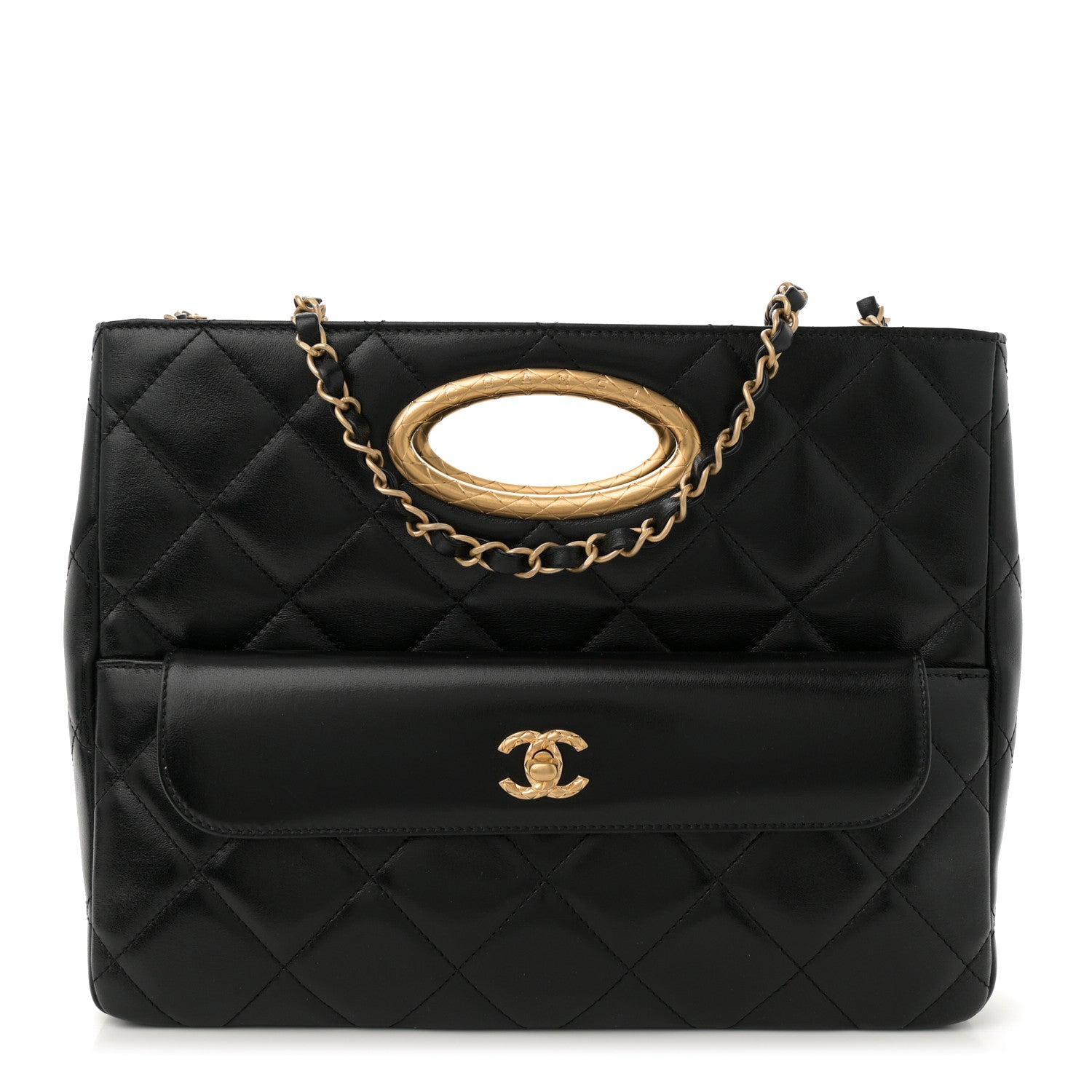 Chanel Lambskin Quilted Clutch Large Flap Bag Black 1 of 10