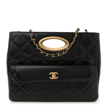 Chanel Lambskin Quilted Clutch Large Flap Bag Black 1 of 10