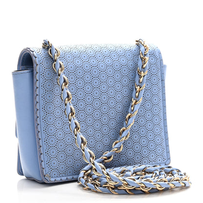 Salvatore Ferragamo Perforated Calfskin Mini Ginny Shoulder Bag Blue 2 of 9