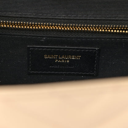 Saint Laurent Grain De Poudre Matelasse Chevron Large Monogram Satchel Nude Powder 6 of 15