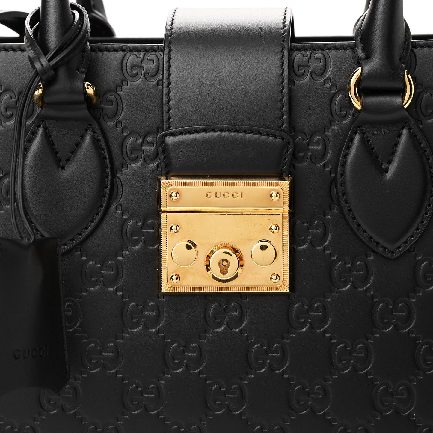 Guccissima Signature Padlock Double Handle Bag Black