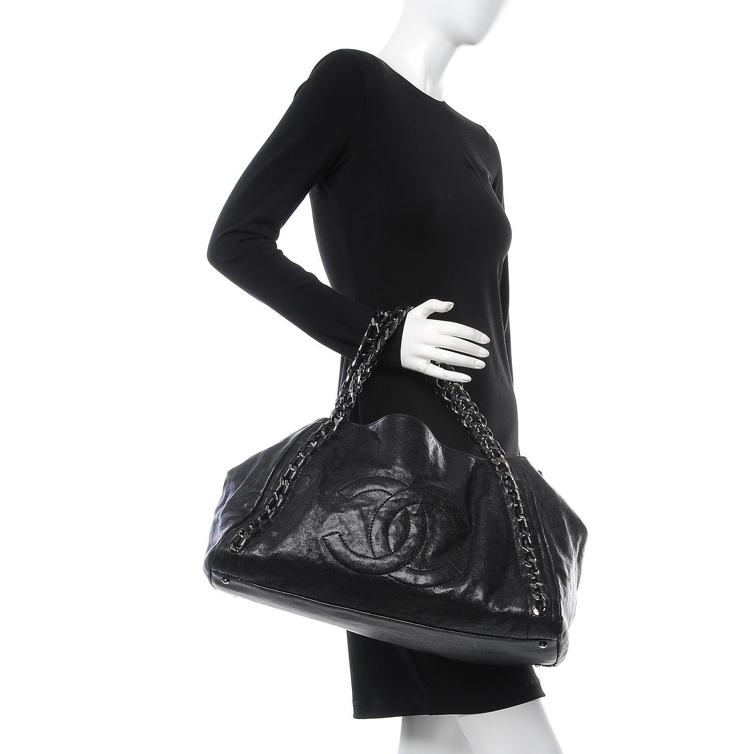 Chanel Glazed Caviar East West Modern Chain Tote Black 2 of 9