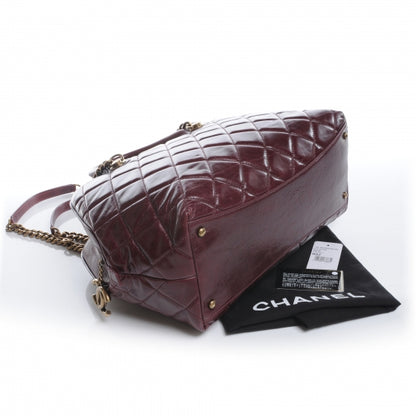 Chanel Calfskin Castle Rock Bowling Bag Burgundy 4 of 8