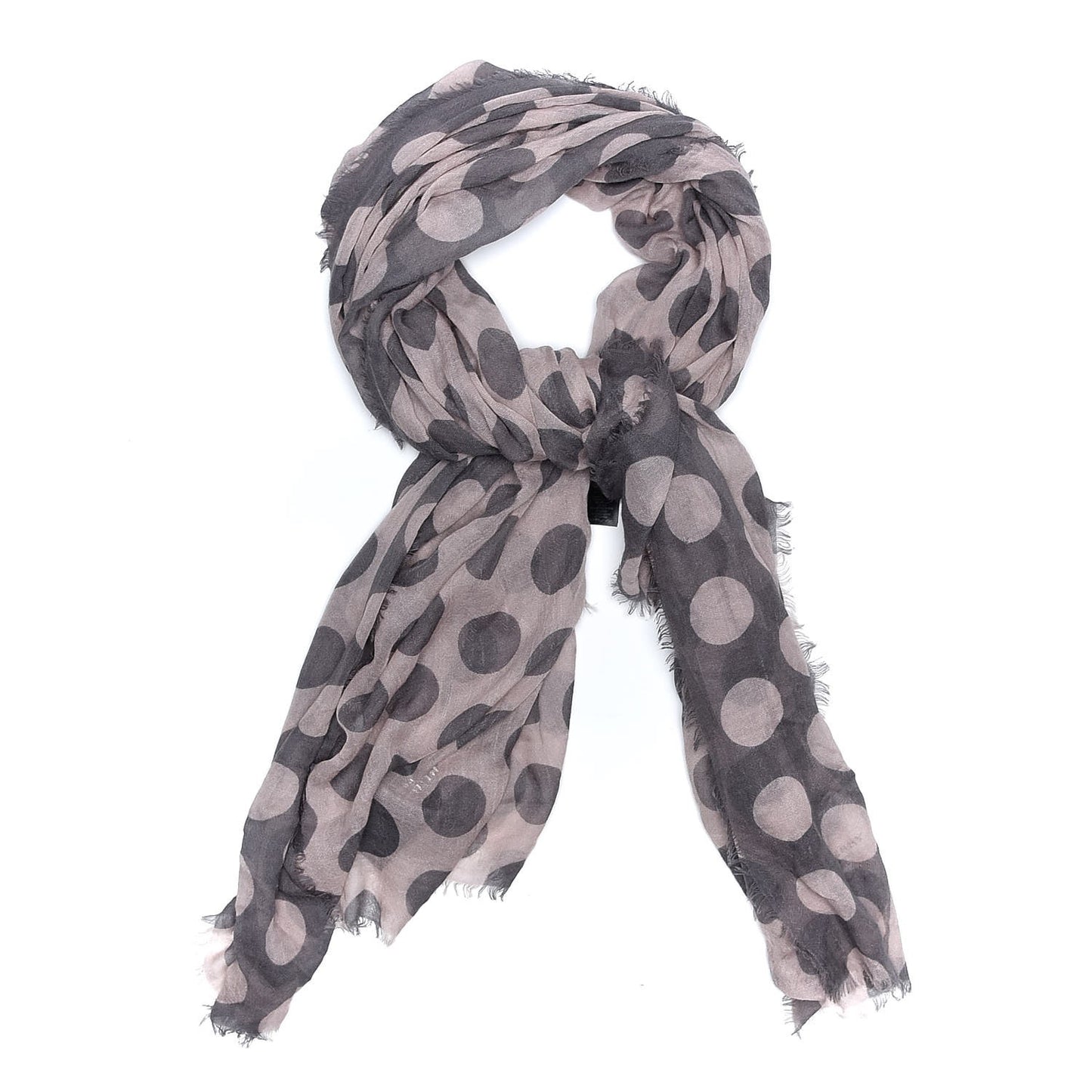 Prorsum Cashmere Silk Polka Dot Fringe Scarf Grey