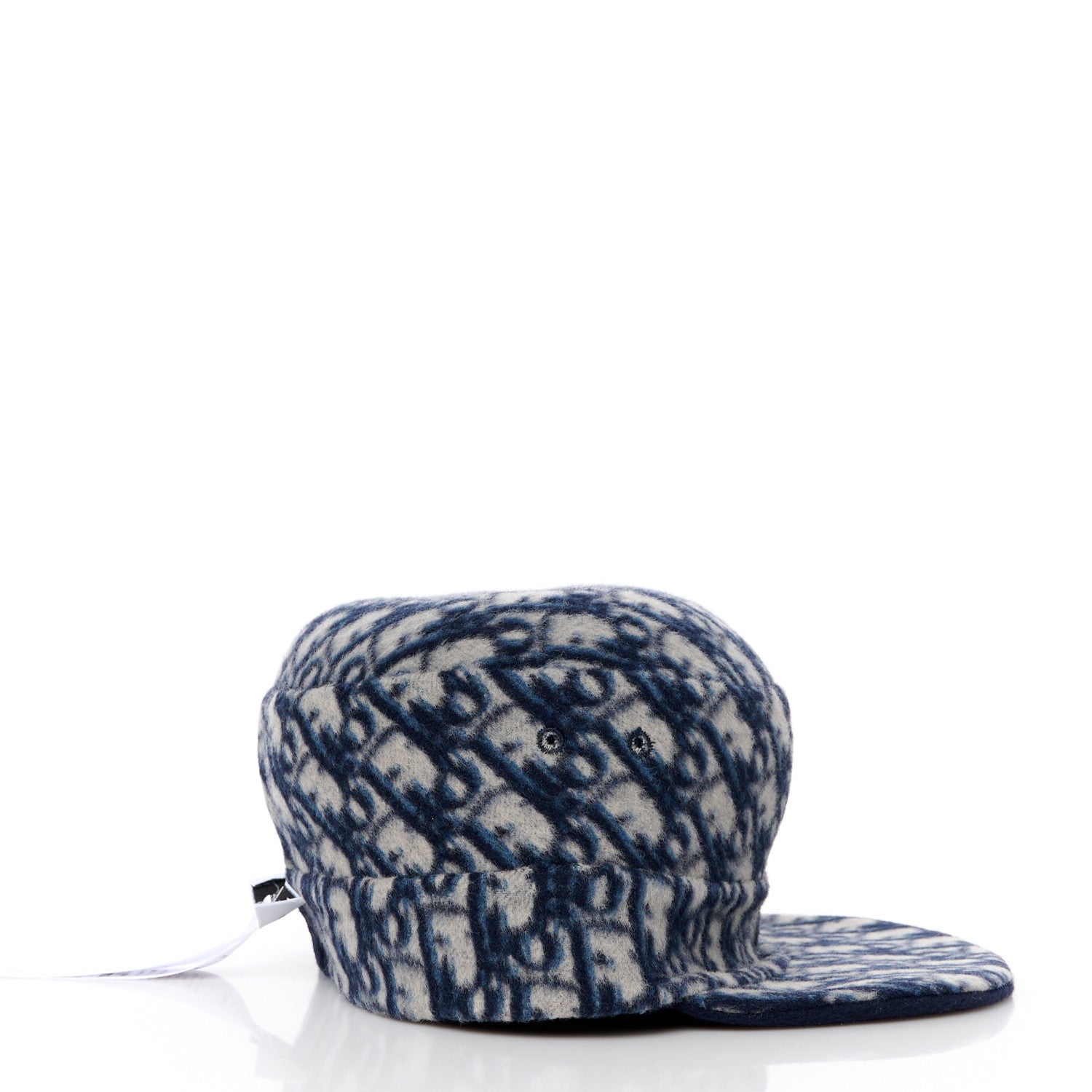 Christian Dior Wool Oblique Reversible Chic Military Cap 57 Blue