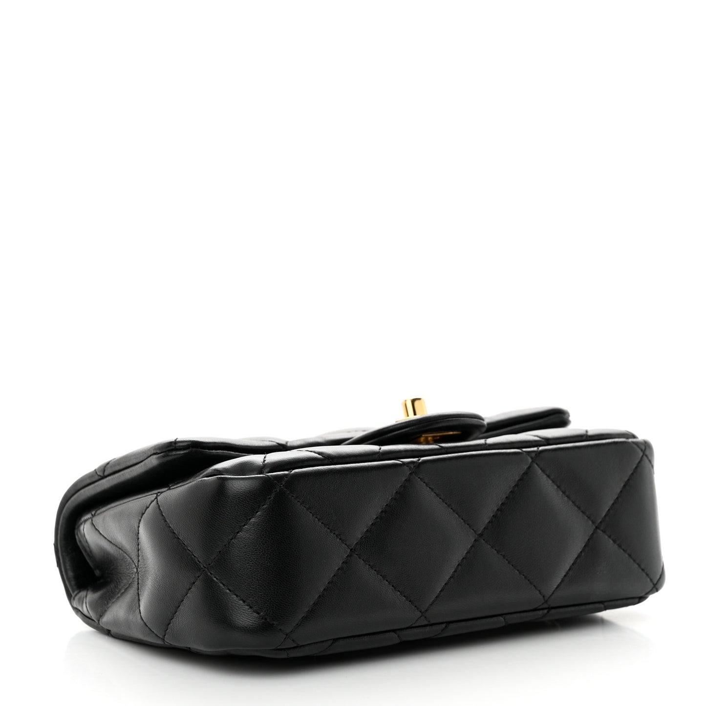 Lambskin Resin Quilted Top Handle Flap Black
