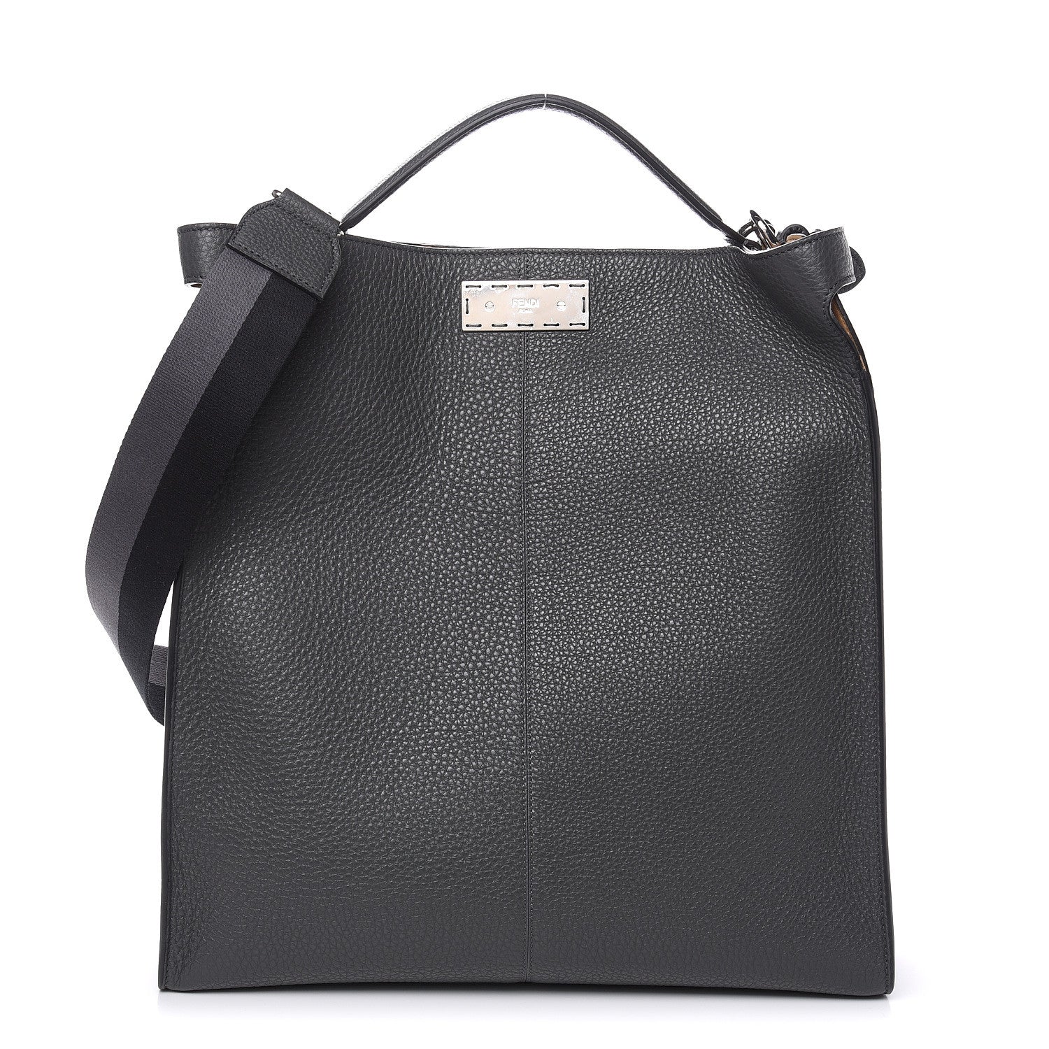 Fendi Cuoio Romano Glazed Fabric FF 1974 Peekaboo X-Lite Fit Asfalto Mou Black 1 of 8