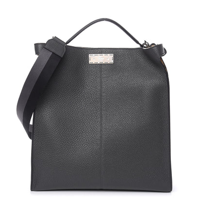 Fendi Cuoio Romano Glazed Fabric FF 1974 Peekaboo X-Lite Fit Asfalto Mou Black 1 of 8