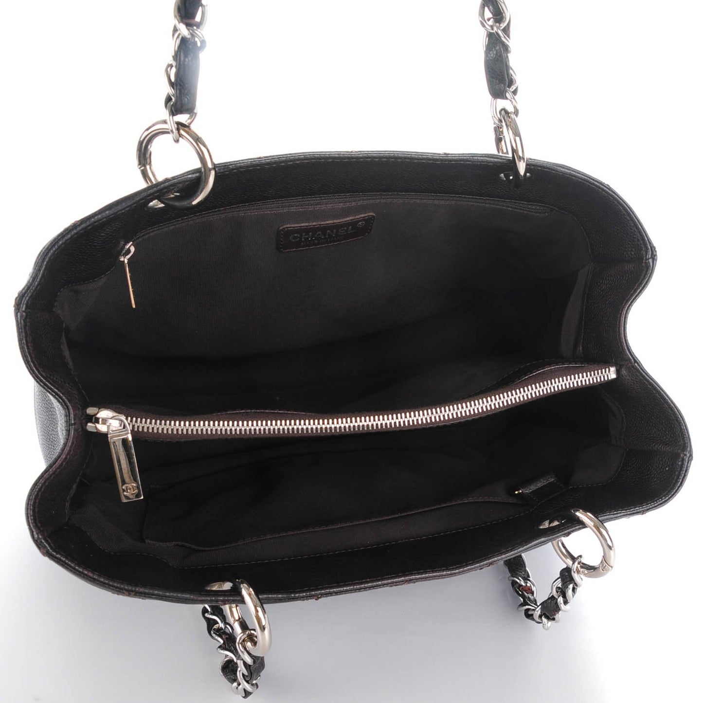 Caviar Quilted Grand Shopping Tote GST Dark Brown