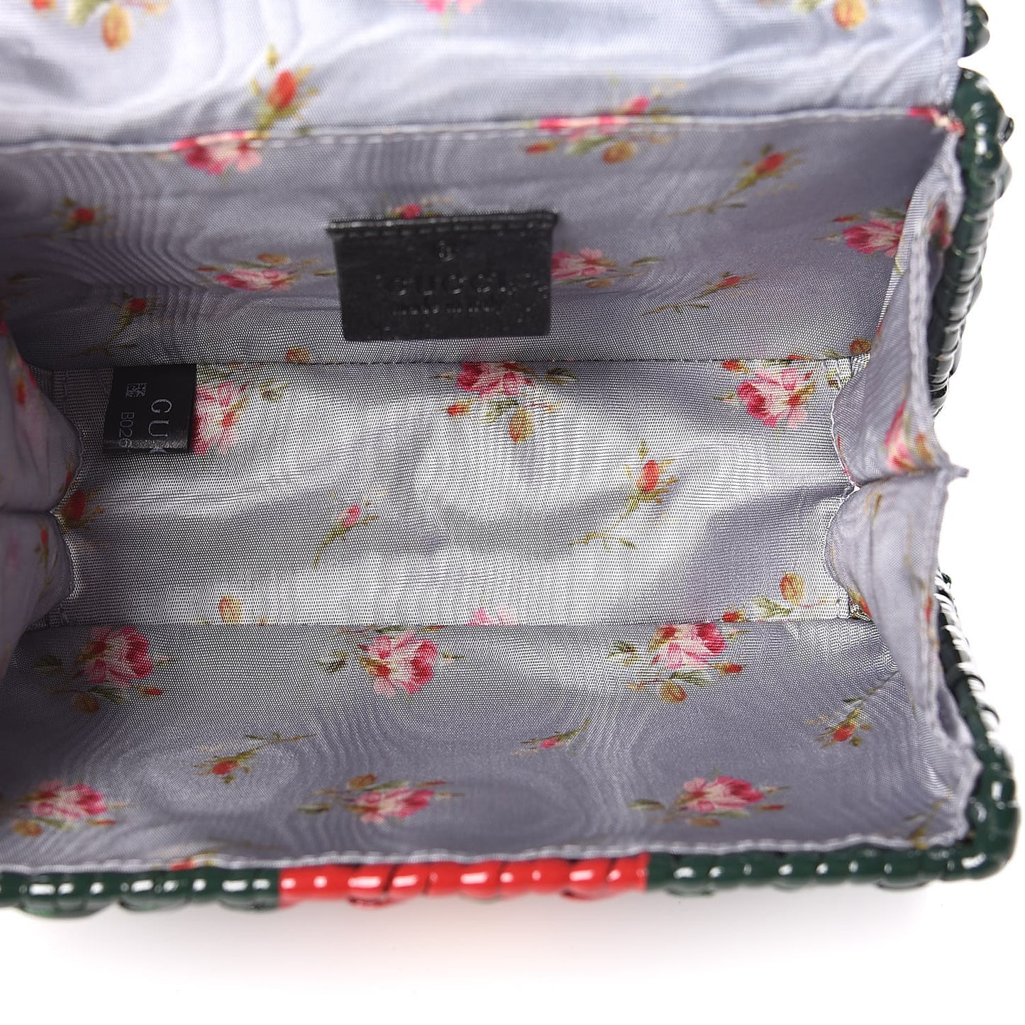 Glazed Wicker Stripe Mini Cestino Shoulder Bag Green